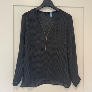 The Kooples - sheer black polka dot top - size xs
